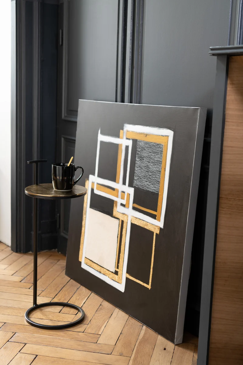 Quadrat Gemälde auf Leinwand mit Holzrahmen - Moderne abstrakte Kunst 90x90cm