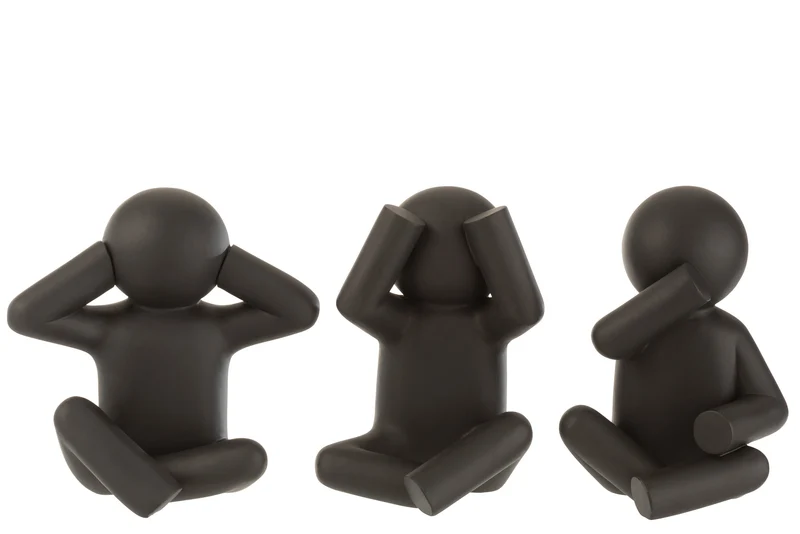 P'tit Maurice Sitzend Hören/Sehen/Schweigen Figuren, Poly Schwarz