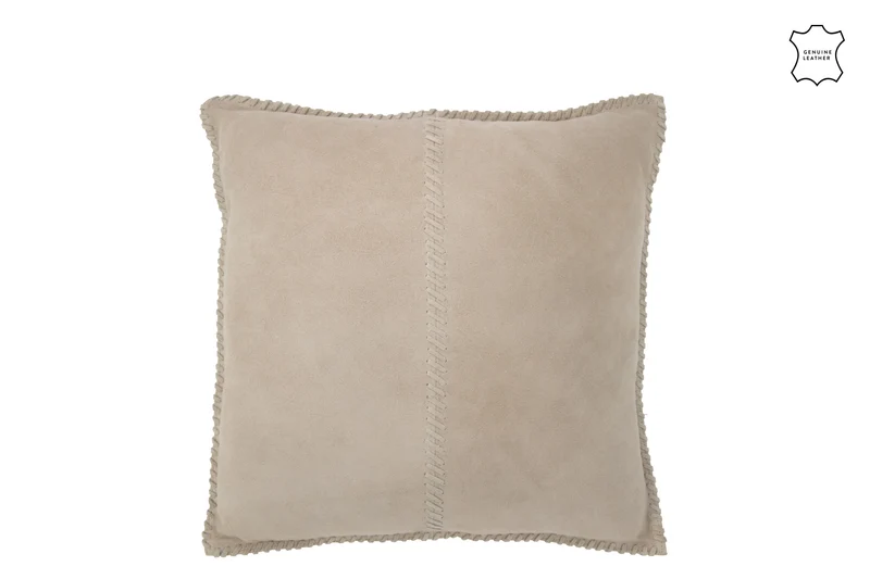 Premium 2er Set Kissen 'Linie Mitte' in Grau Leder – Elegant, Luxuriös, und Pflegeleicht, 45x45 cm