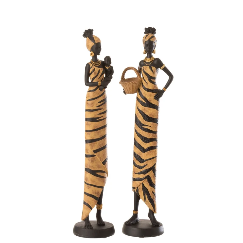 Skulpturen Afrikanische Schönheit 2er Set Polyresin Schwarz Braun
