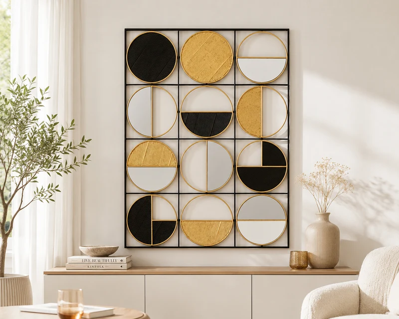 Wanddekoration halbe Kreise Circulo Auro Noir modern