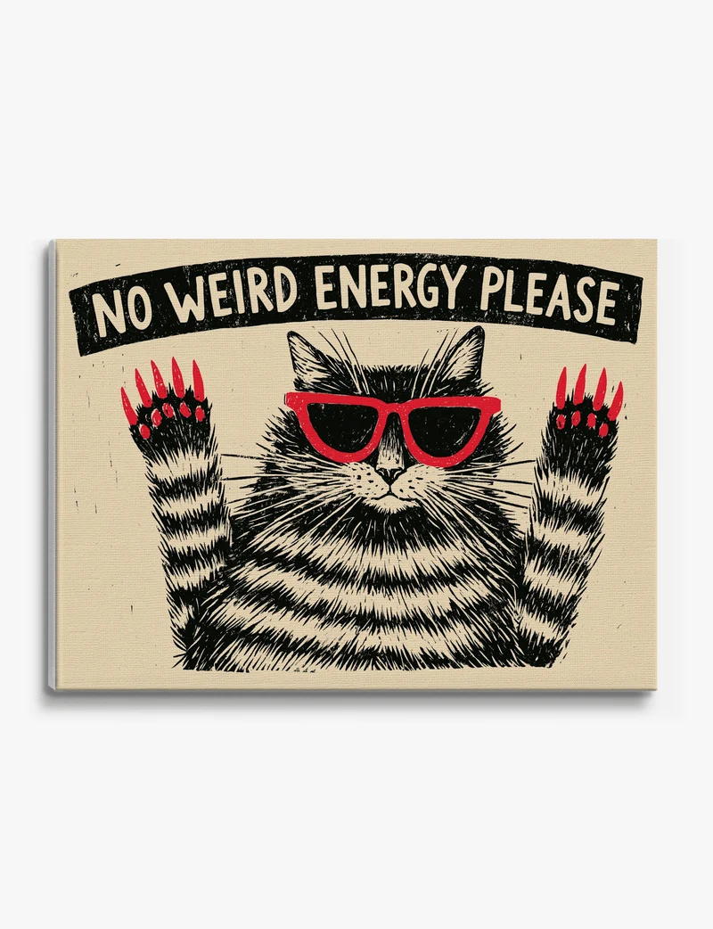 No Weird Energy Please Cat Canvas Print