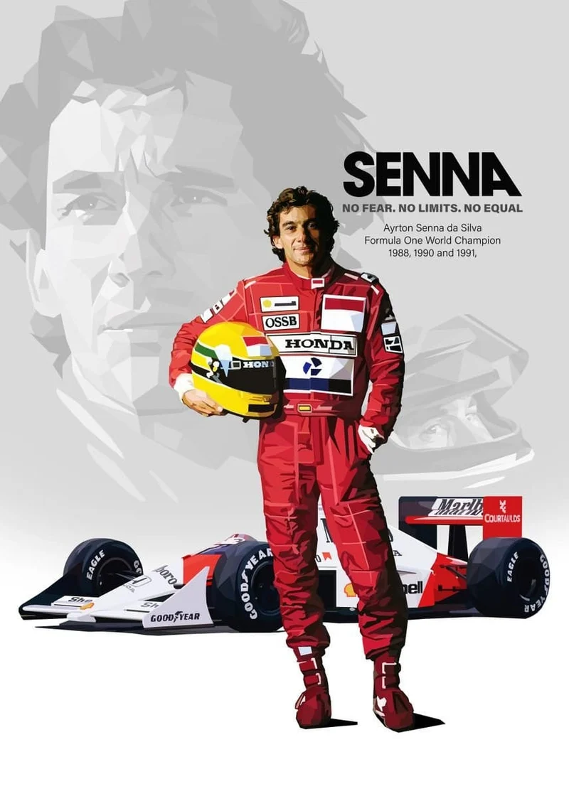 Poster Formel 1 Rennfahrer Rennwagen Ayrton Senna da Silva Legende · Deko Print ohne Rahmen