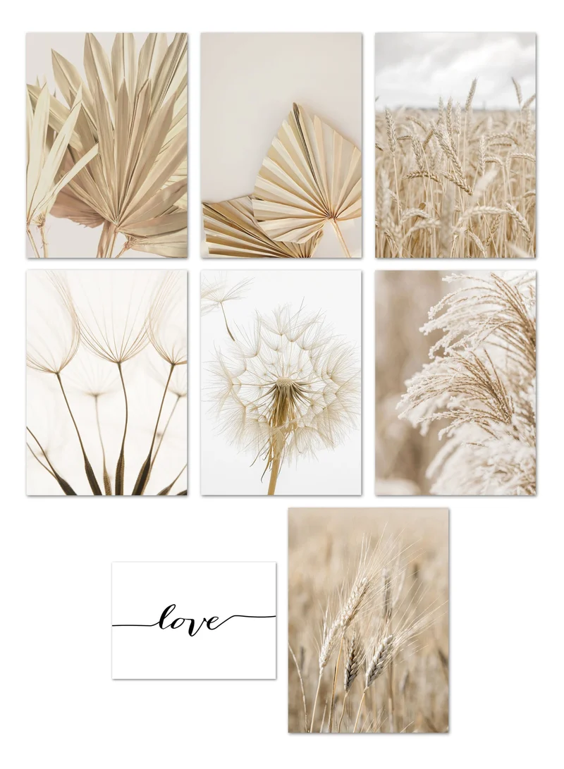 Poster Pampasgras Beige Liebe · Wandbilder Wohnzimmer & Schlafzimmer · Deko Print Bilder · ohne Rahmen