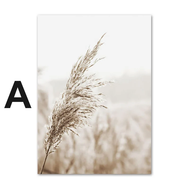 Poster Meer Pampasgras Beige Gold · Wandbilder Wohnzimmer & Schlafzimmer · Deko Print Bilder · ohne Rahmen