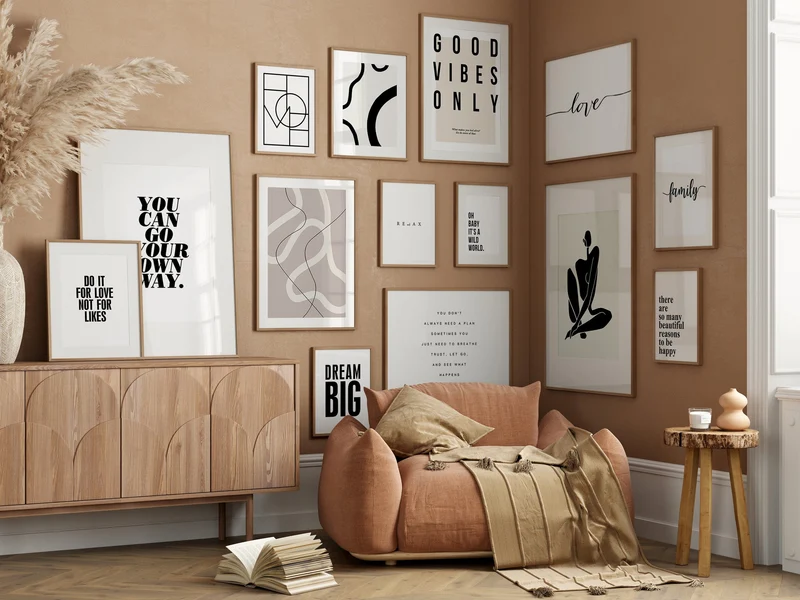 Poster Abstrakt Schwarz Beige · Inspirierende Sprüche · Wandbilder Wohnzimmer & Schlafzimmer · Deko Print Bilder · ohne Rahmen