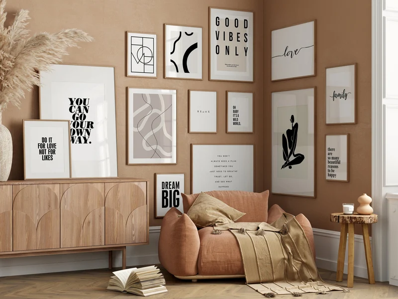 Poster Abstrakt Schwarz Beige · Inspirierende Sprüche · Wandbilder Wohnzimmer & Schlafzimmer · Deko Print Bilder · ohne Rahmen