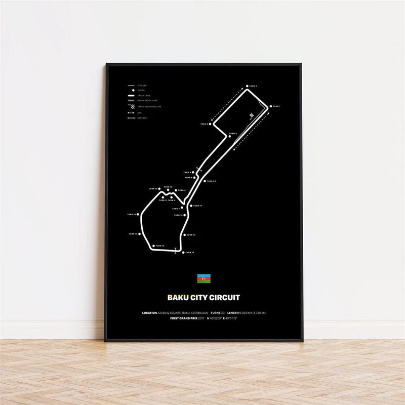 Poster Formel 1 Rennstrecken · Deko Print ohne Rahmen