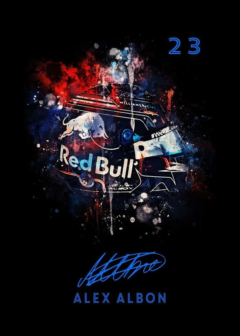 Poster Formel 1 Helm Aquarell Rennfahrer Name Unterschrift Rennnummer · Deko Print ohne Rahmen