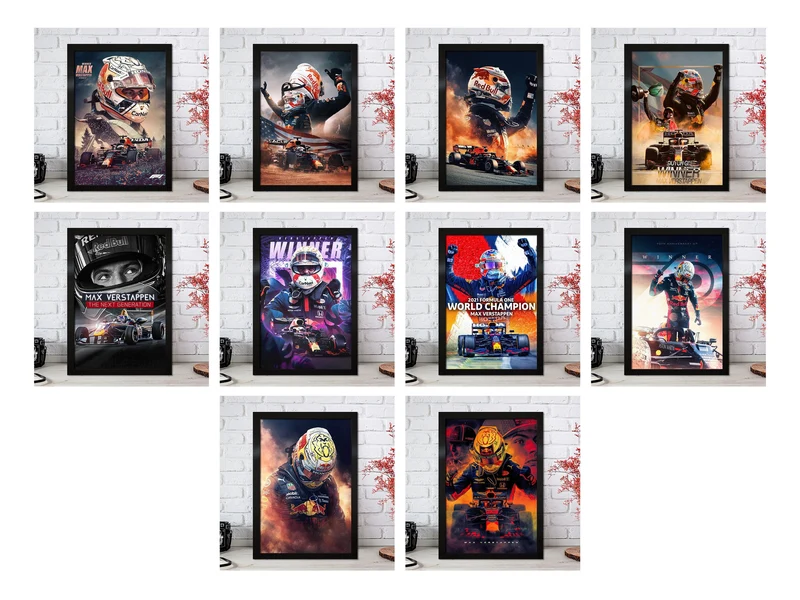 Poster Formel 1 Max Verstappen Rennfahrer Helm Rennwagen Red Bull · Deko Print ohne Rahmen