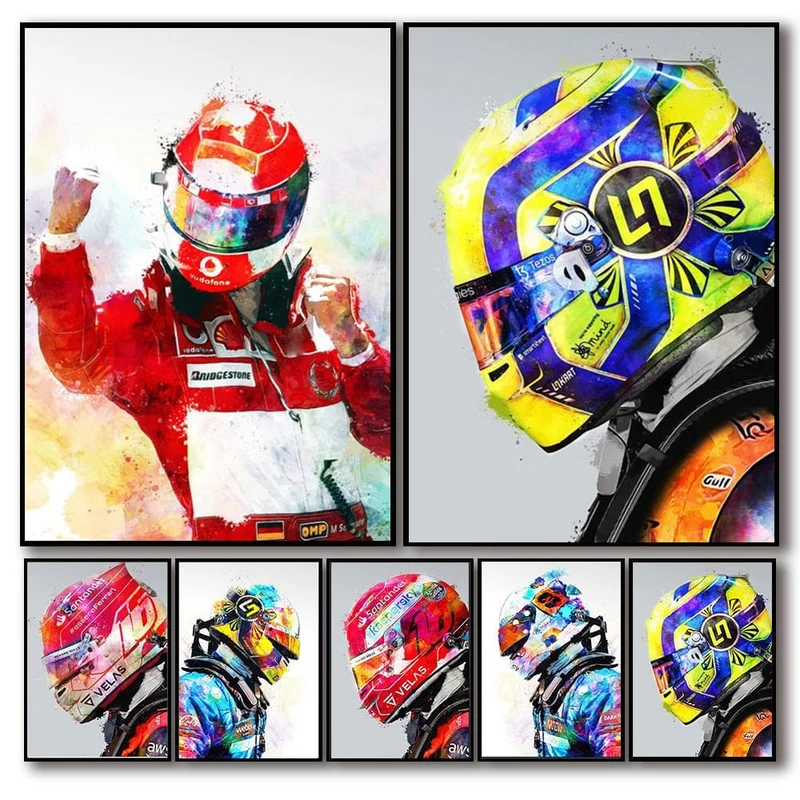 Poster Formel 1 Rennfahrer Helm · Deko Print ohne Rahmen