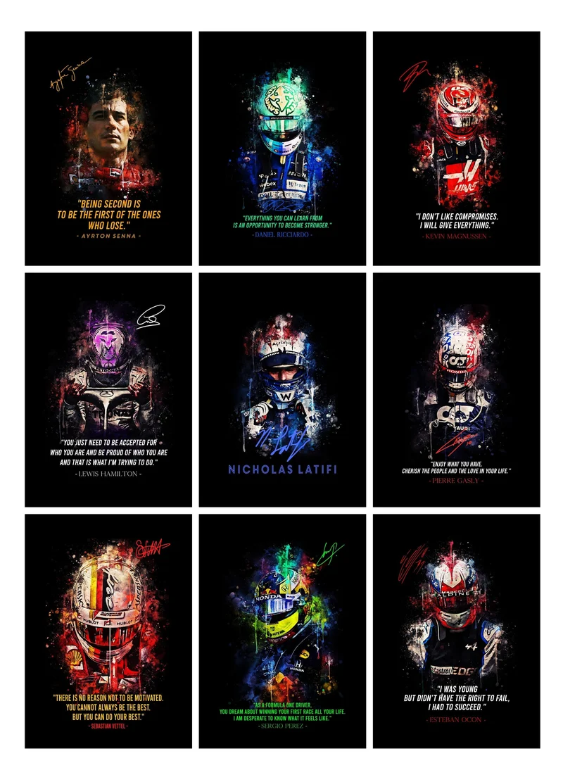 Poster Formel 1 Rennfahrer Legenden Sprüche · Deko Print ohne Rahmen