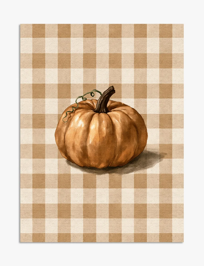 Pumpkin on Gingham Art Print