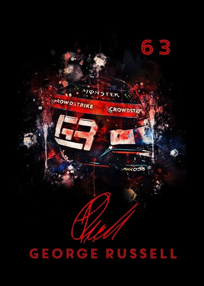 Poster Formel 1 Helm Aquarell Rennfahrer Name Unterschrift Rennnummer · Deko Print ohne Rahmen