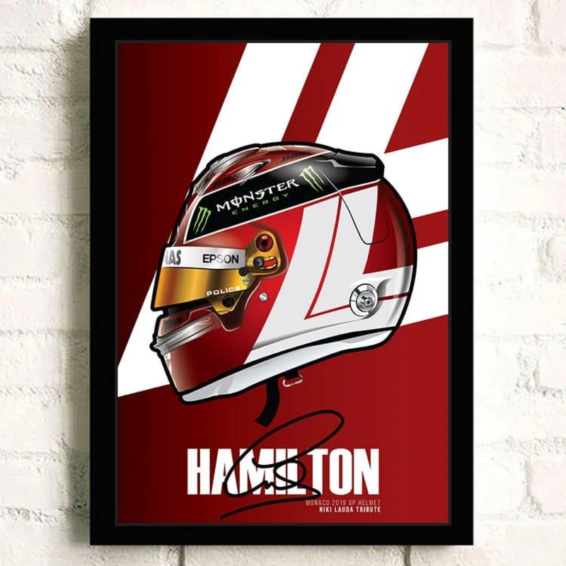 Poster Formel 1 Helm Rennfahrer Name Unterschrift · Deko Print ohne Rahmen