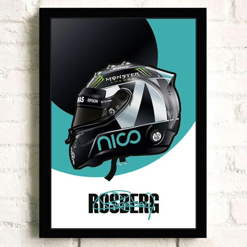Poster Formel 1 Helm Rennfahrer Name Unterschrift · Deko Print ohne Rahmen