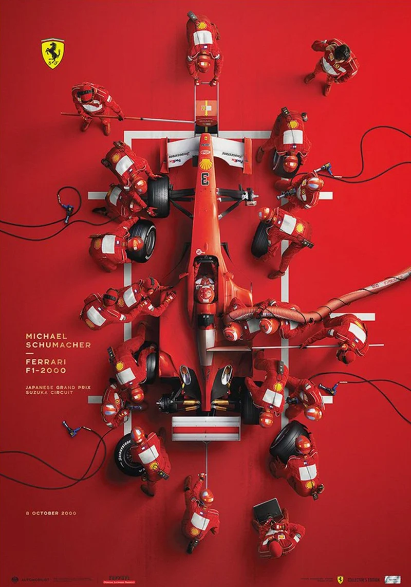 Poster Formel 1 Rennfahrer Legenden Rennwagen Ferrari · Williams Racing · Deko Print ohne Rahmen