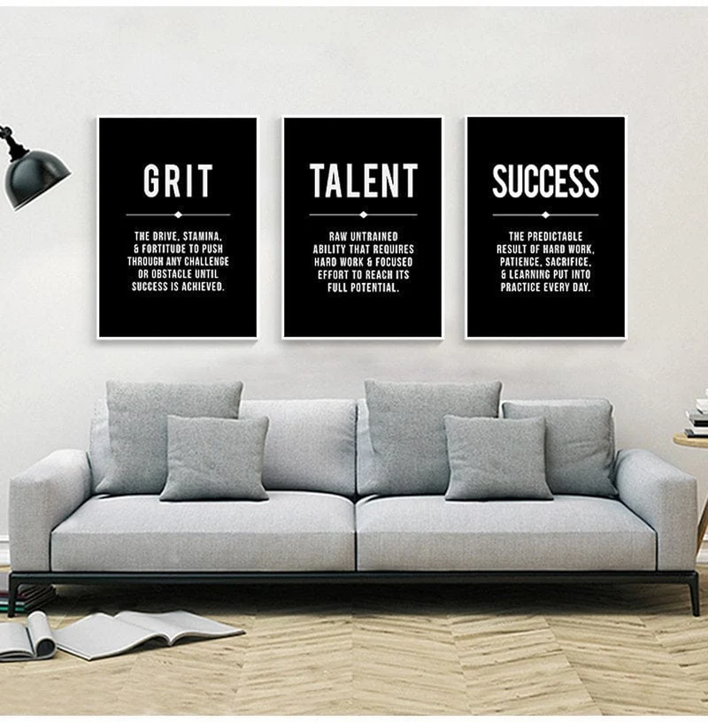 Poster Motivation Sprüche Erfolg · Schwarz Weiß · Deko Print ohne Rahmen