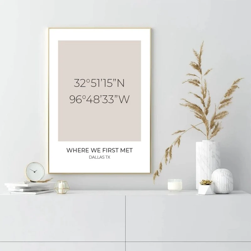 Poster Koordinaten Personalisiert mit besonderem Wunschort und Wunschfarbe als Deko Print ohne Rahmen