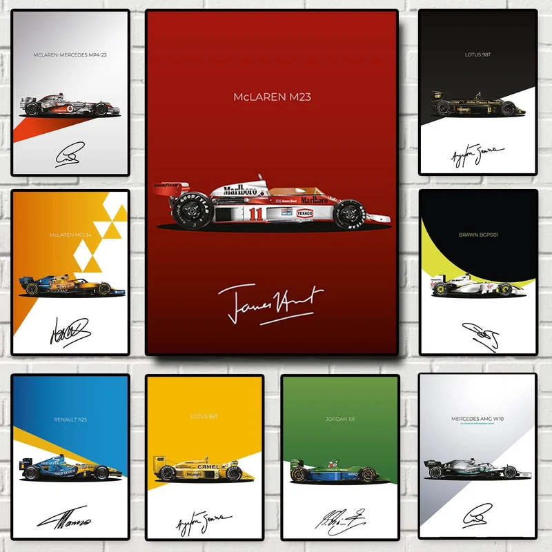 Poster Formel 1 Rennwagen Grand Prix Rennfahrer Signature · Deko Print ohne Rahmen