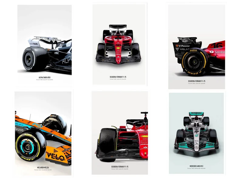 Poster Formel 1 Rennwagen Grand Prix Rennfahrer Namen Wagen Nummer · Deko Print ohne Rahmen