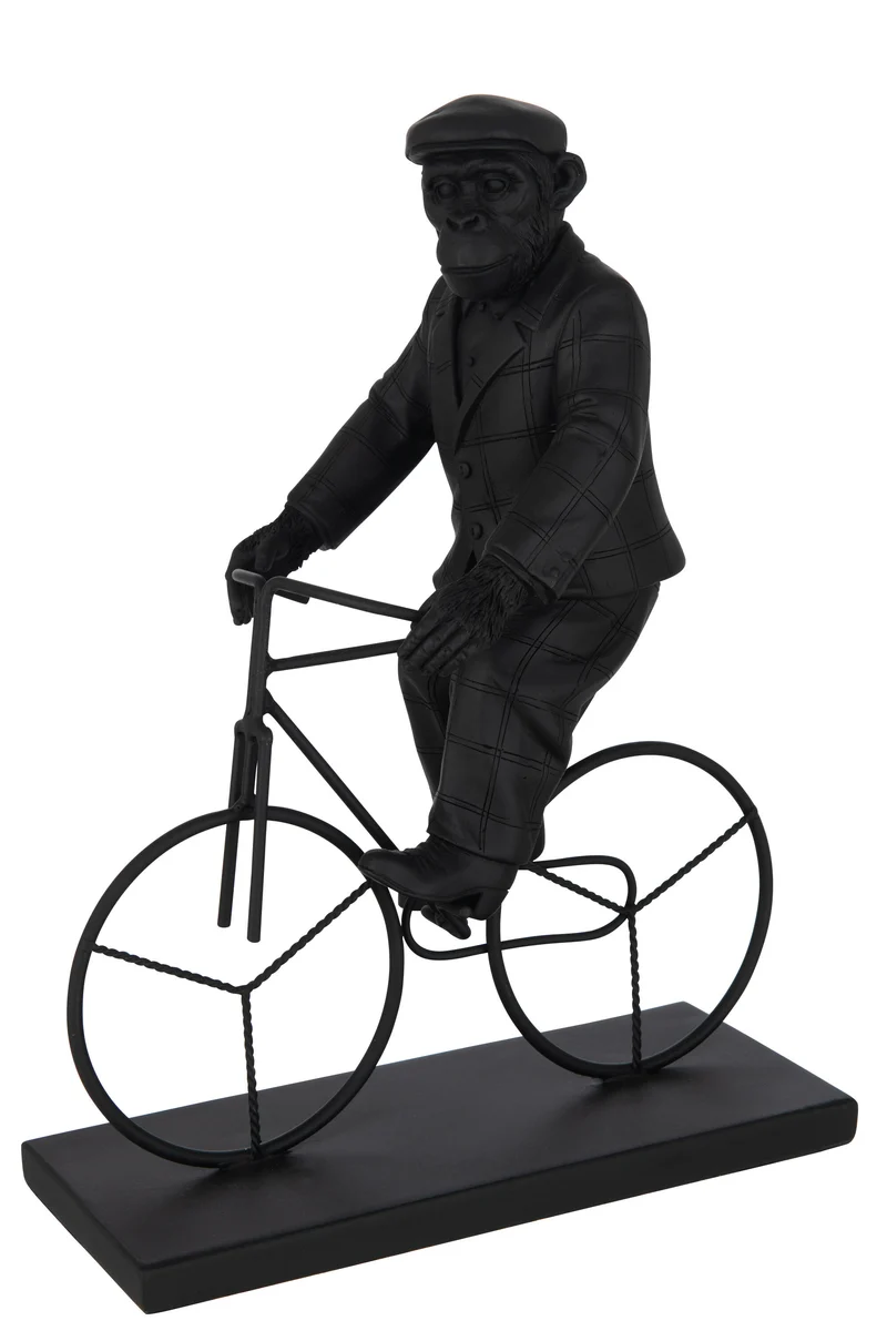 2er Set Affen auf Fahrrädern aus Poly in Schwarz - Einzigartige Deko mit Charme