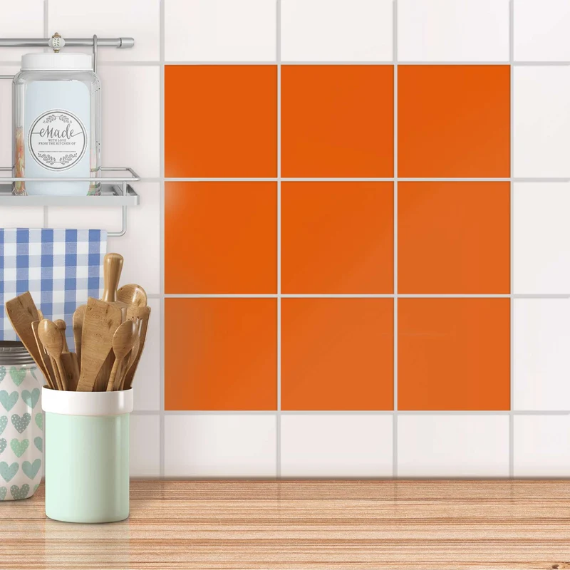 Fliesenaufkleber unifarben für Küche & Bad - Design: Orange Dark