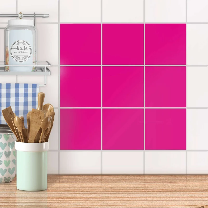 Fliesenaufkleber unifarben für Küche & Bad - Design: Pink Dark