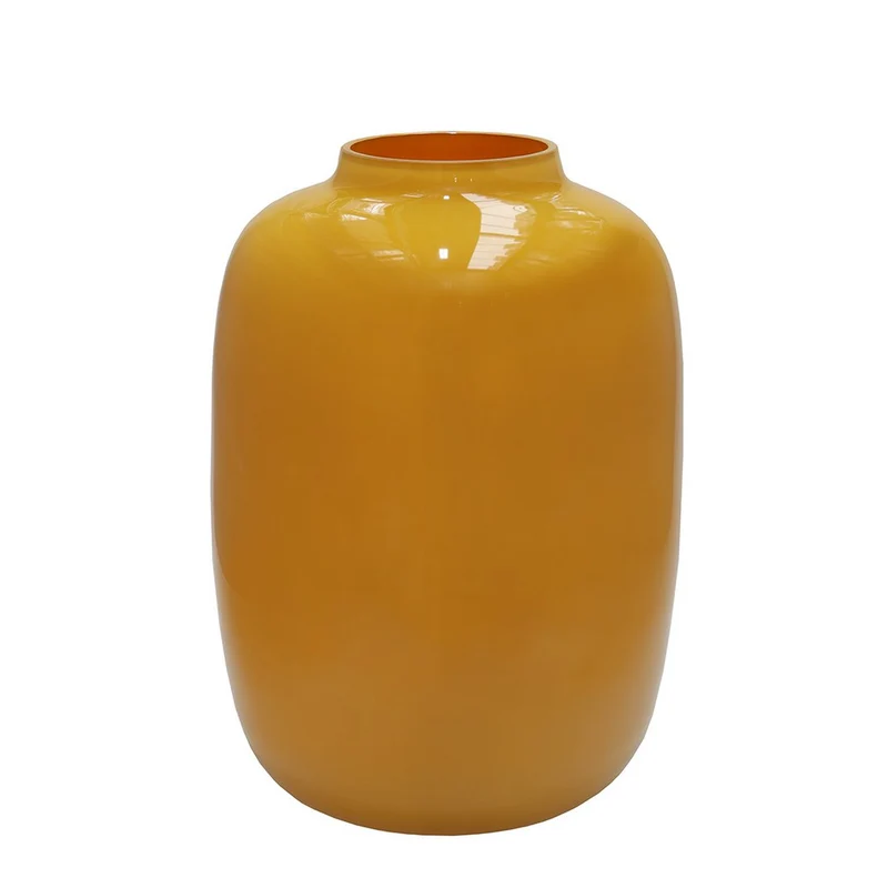 Tischvase Glasvase breit 29 cm für Blumen gelb