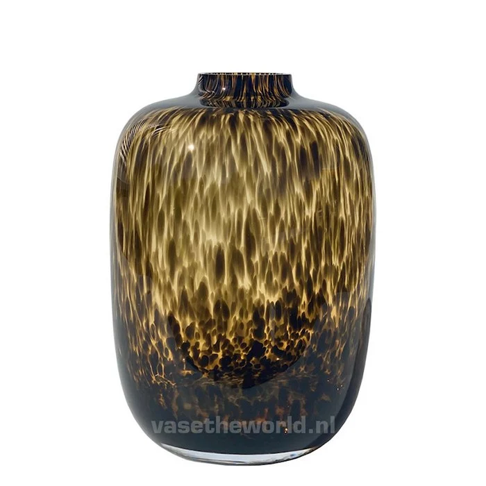Tischvase Glasvase breit 29 cm braun gefleckt Glas