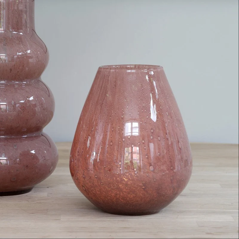 Tischvase Glasvase rosa 20 cm bauchig