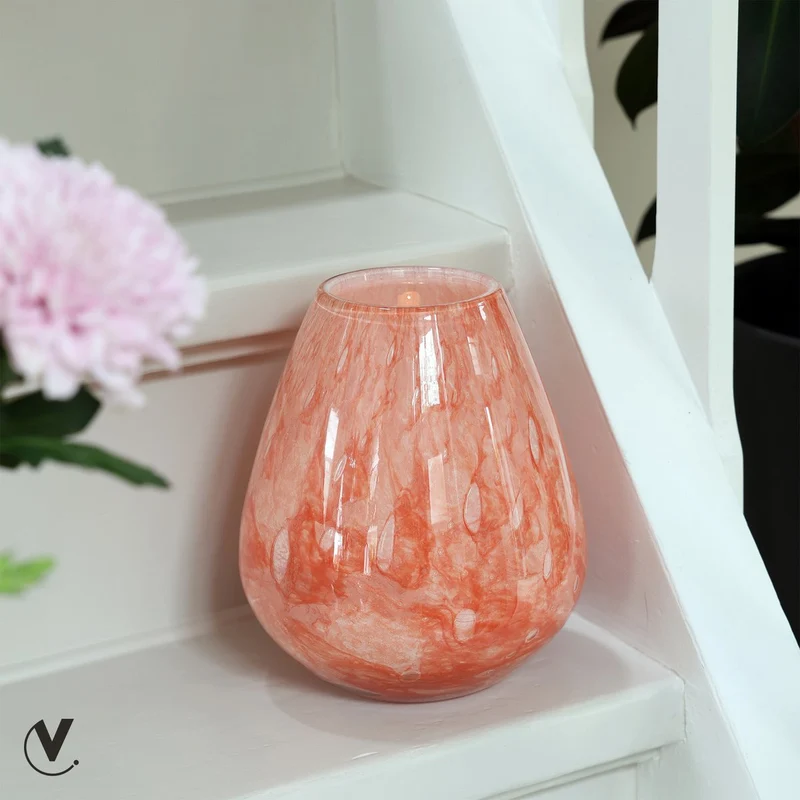 Tischvase Glasvase hellrosa 20 cm bauchig Blumenvase