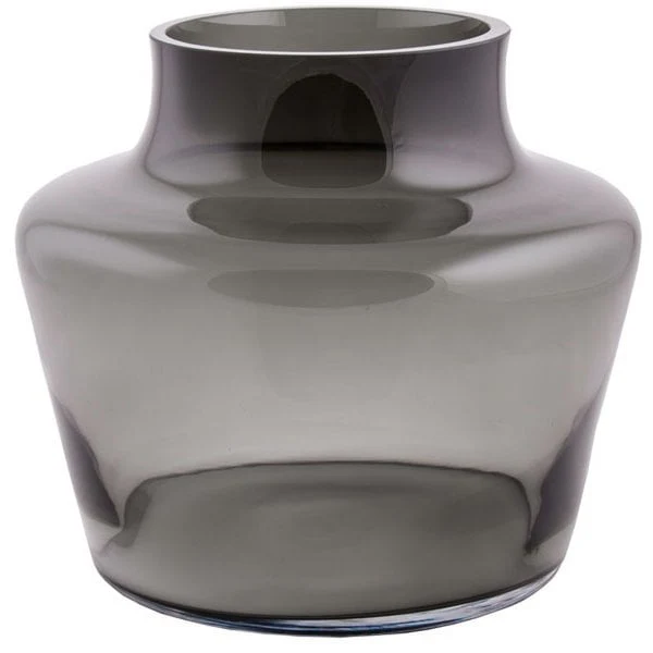 Tischvase Glasvase braun grau bauchig breit Vase 22 cm