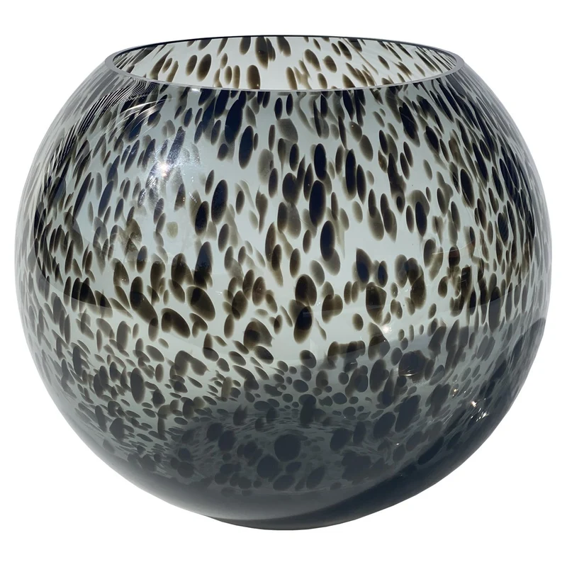 Tischvase Glasvase grau Glas gefleckt 20 cm Kugelvase