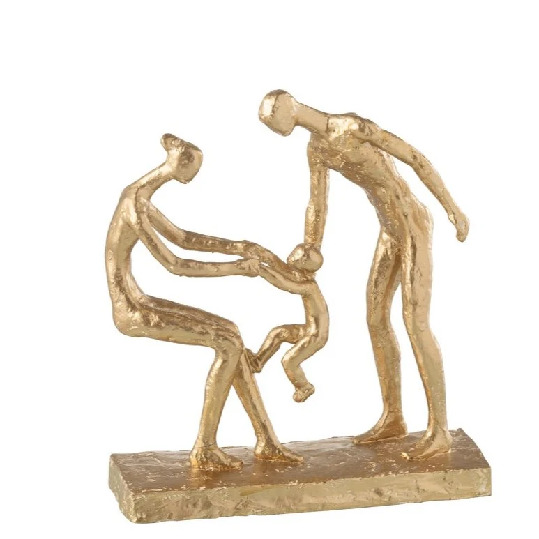 J-Line Figur Familie spielend Resin Gold