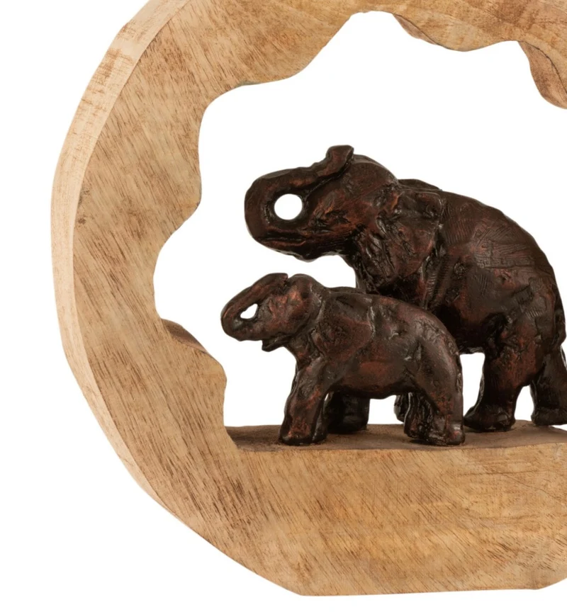 J-Line Figur Elefant + Baby Mangoholz braun afrikanisch
