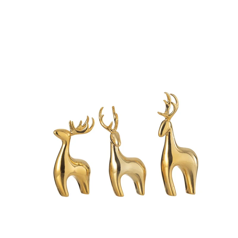 J-Line 3er-Set Figuren Rentier gold farbig