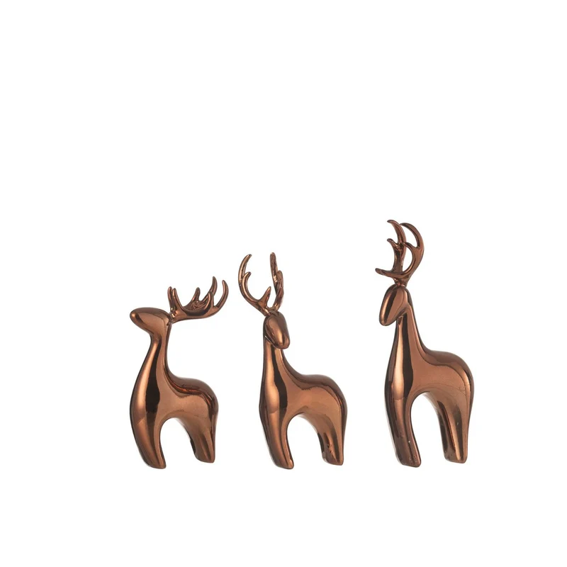 J-Line 3er Set Rentier Figuren kupferfarbig