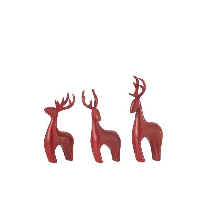 J-Line 3er-Set Rentier Figuren rot modern