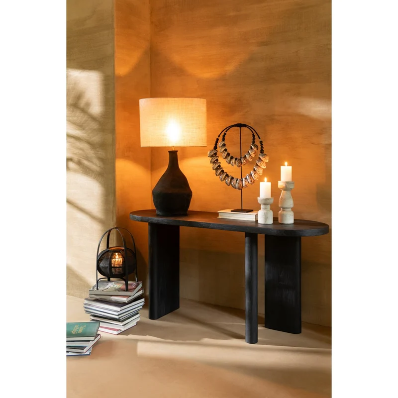 J-Line Tisch Teak Holz Schwarz Konsole 150 cm