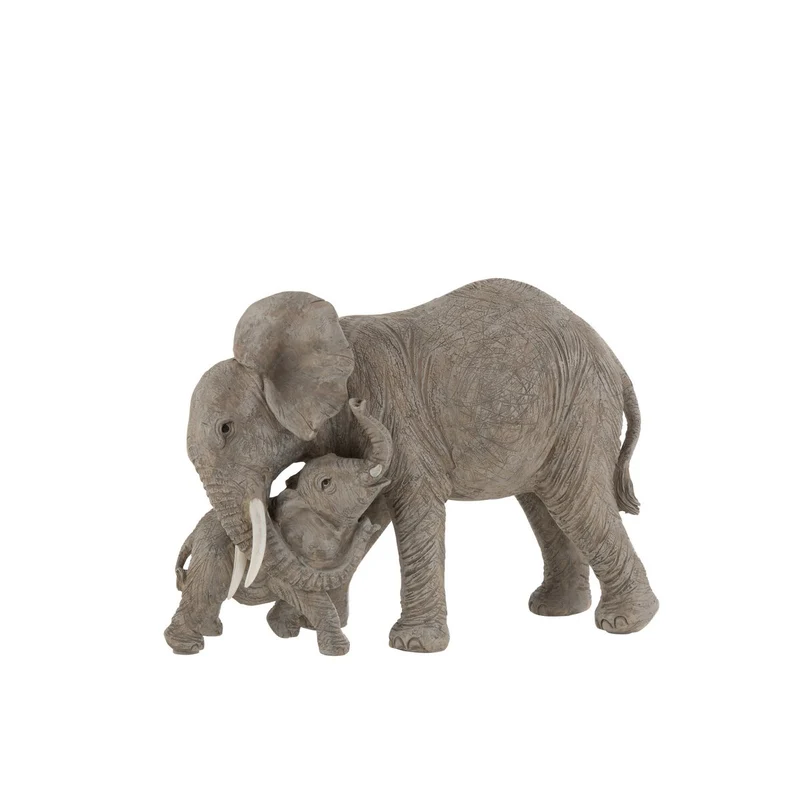 J-Line Elefant Mutter & Kind Figur Polyresin grau
