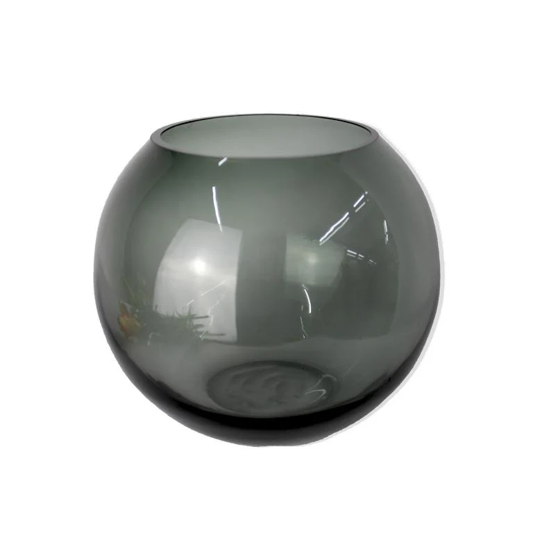 Kugelvase Vase Glas rund grau braun Glasvase