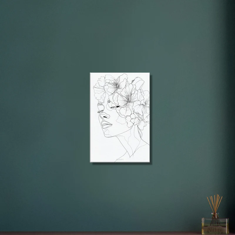 Woman with Flowers Line Art