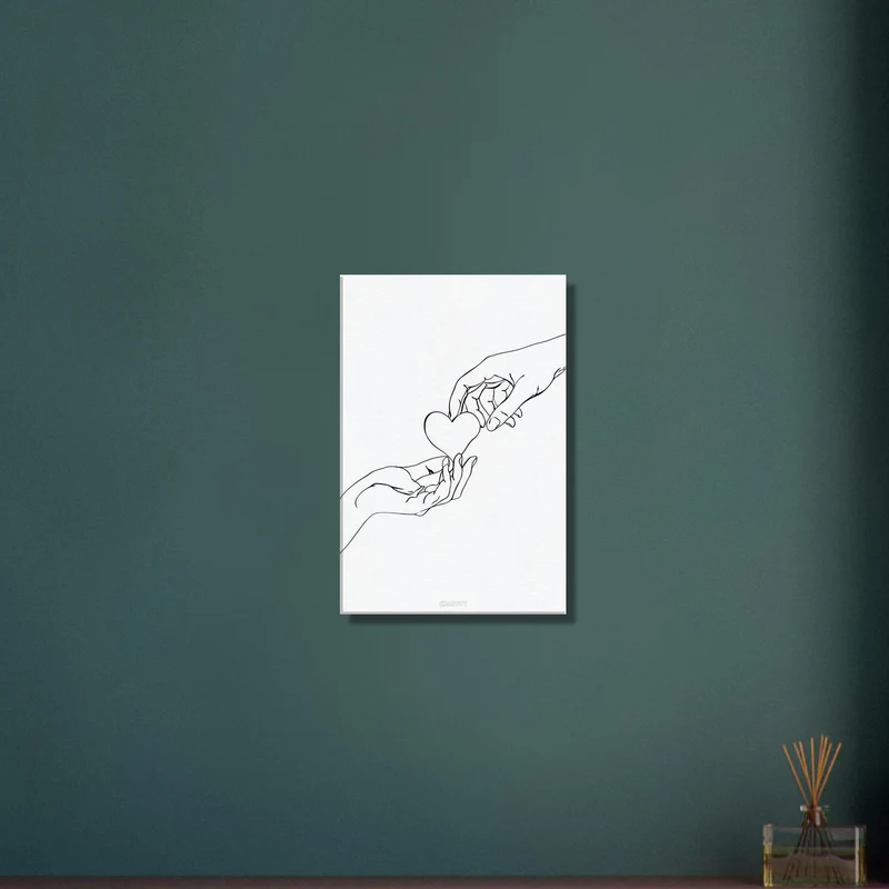 Two Hands with Heart Line Art