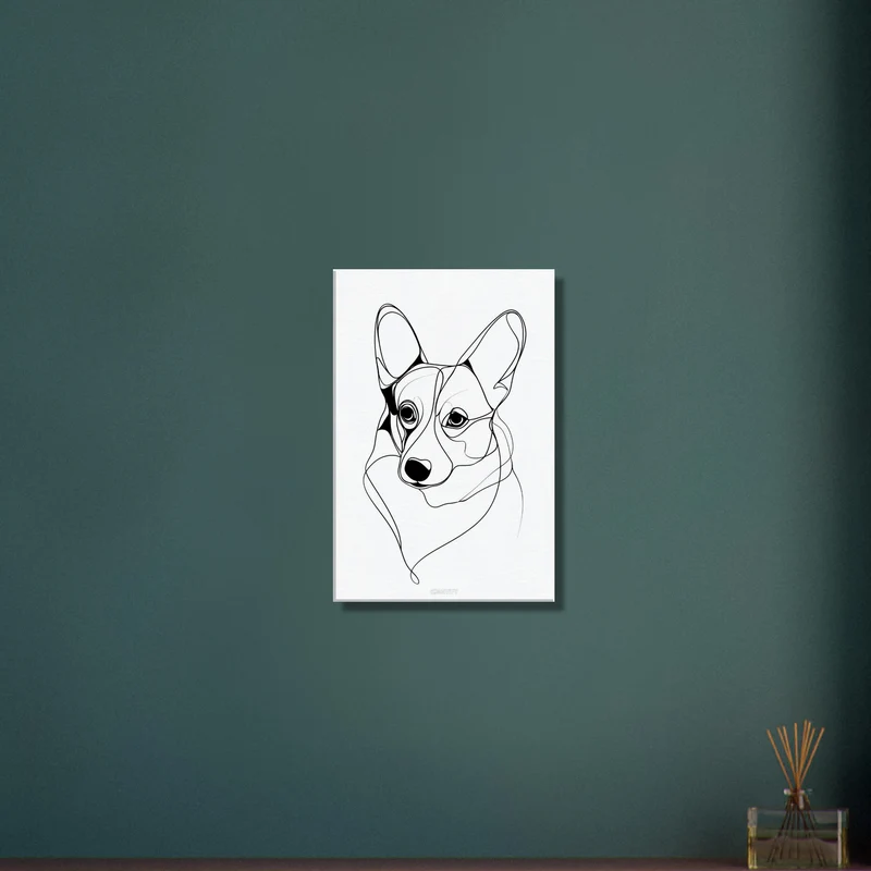 Corgi Portrait Line Art