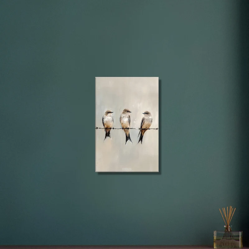 Birds on the Wire Oil Painting