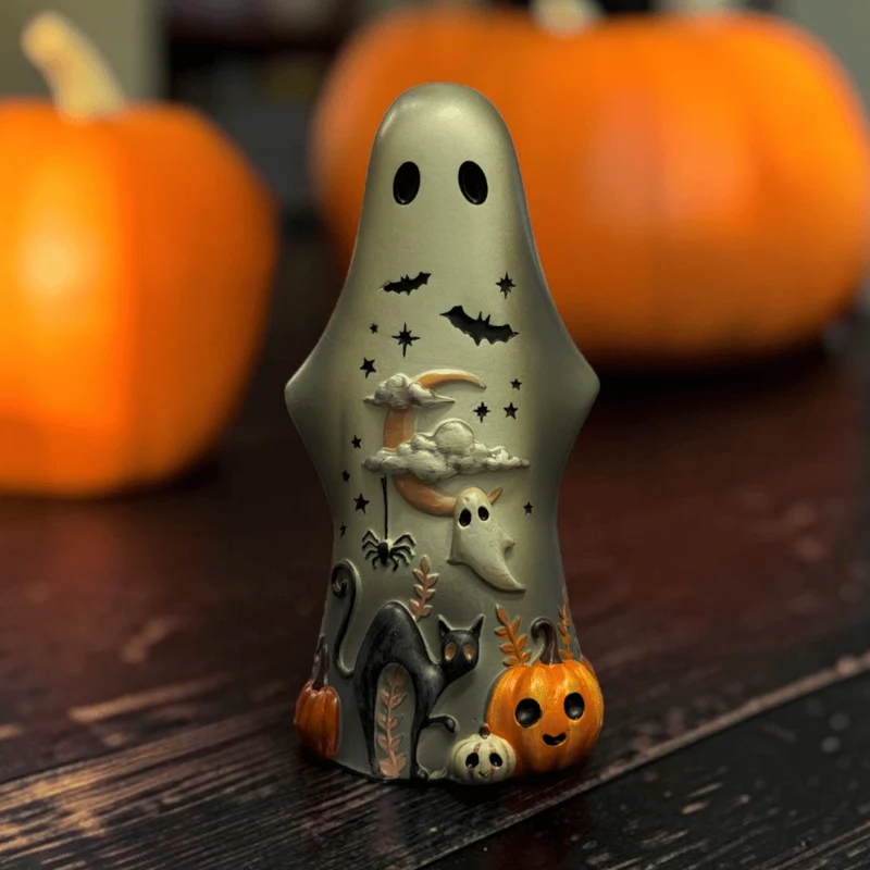 Mortimer Geisterfigur mit Katze – Halloween Deko 13,5 cm