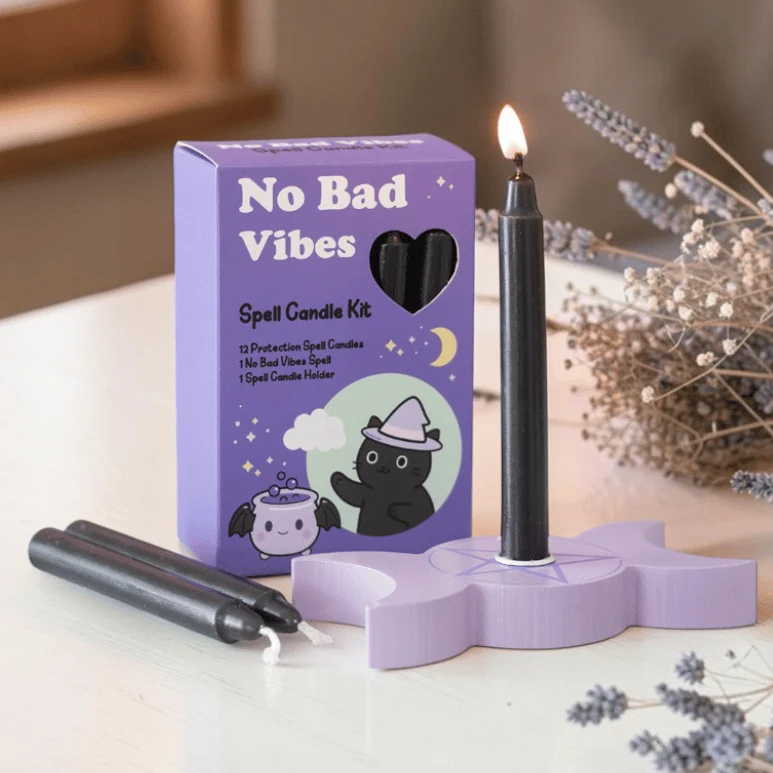 No Bad Vibes Ritualkerzen-Set mit 12 schwarzen Kerzen