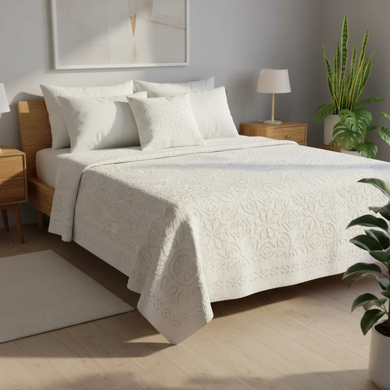 Indradanush Tagesdecke Cutwork creme weiß