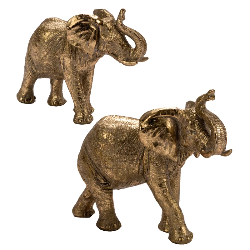 Elefanten 2-er Set HO-648023 Figuren Deko gold